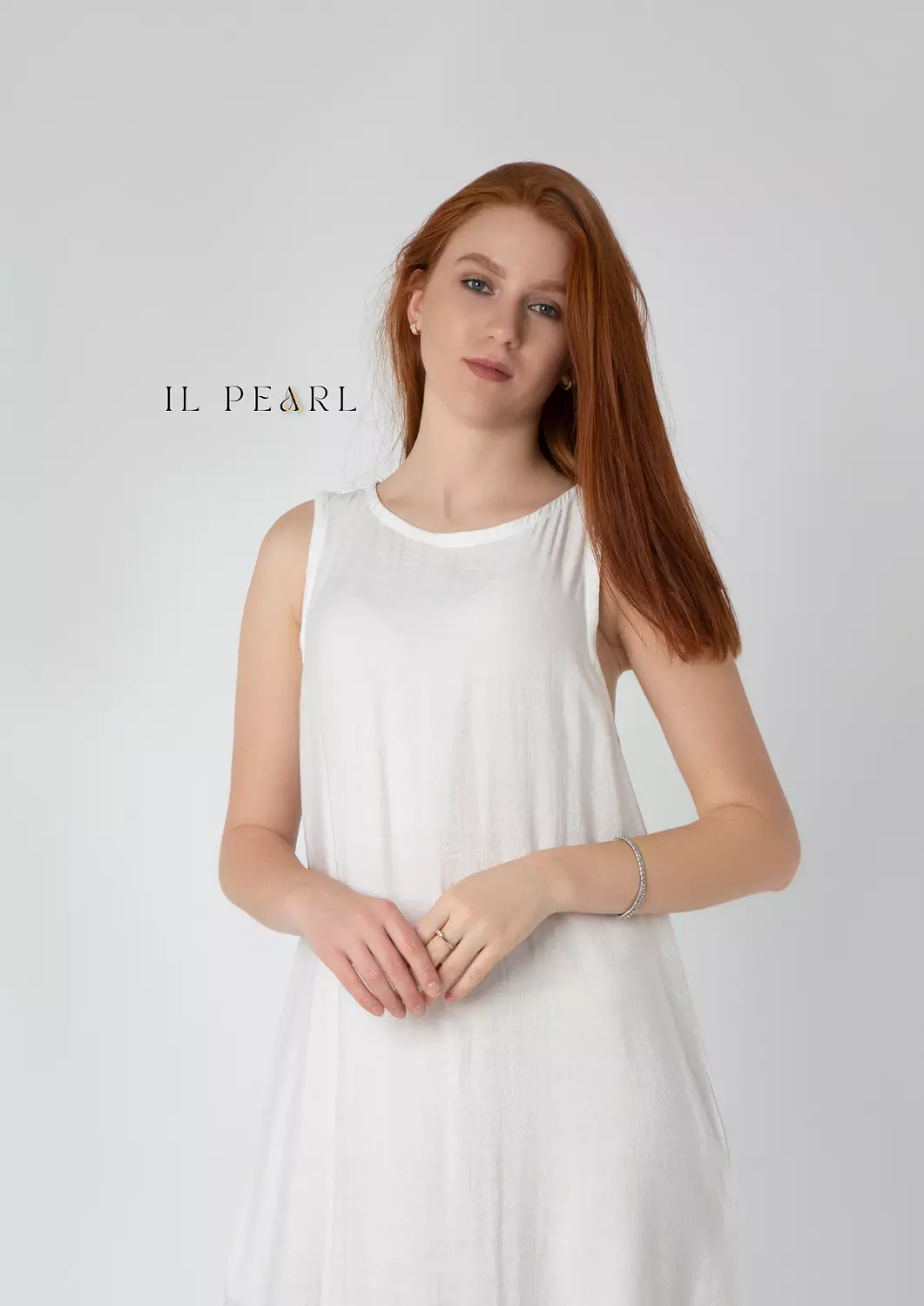 Basic Soft Linen Dress - White hover image
