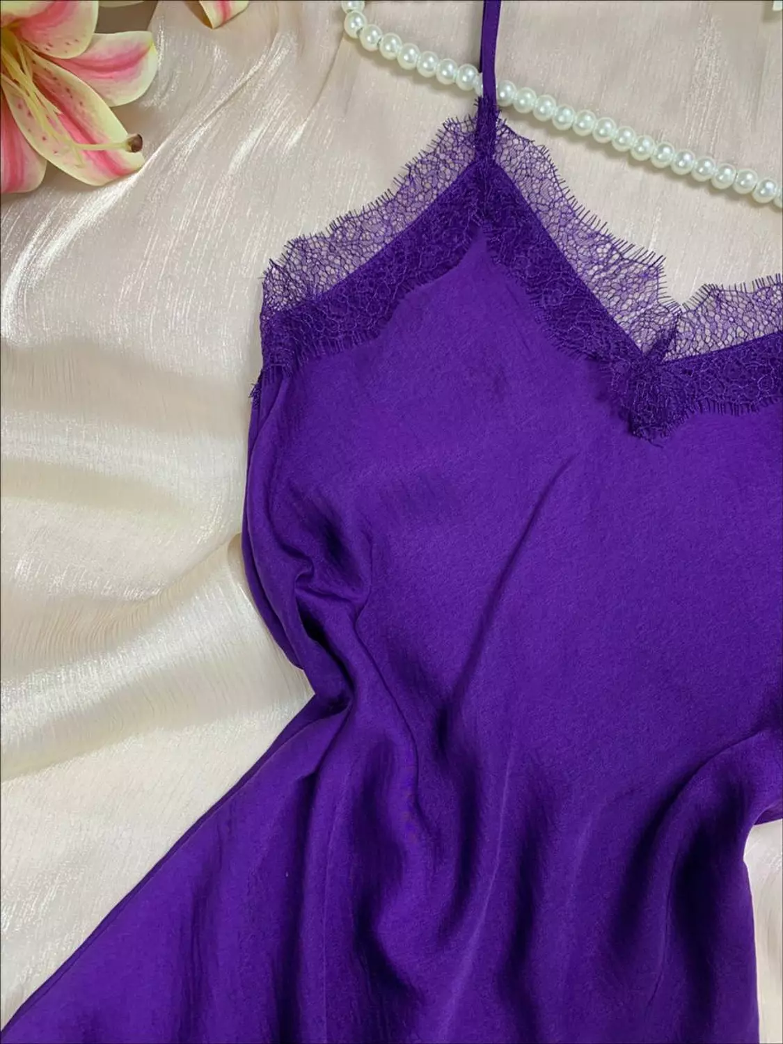 Long silky satin lingerie with Lace from Max   sizes 2
