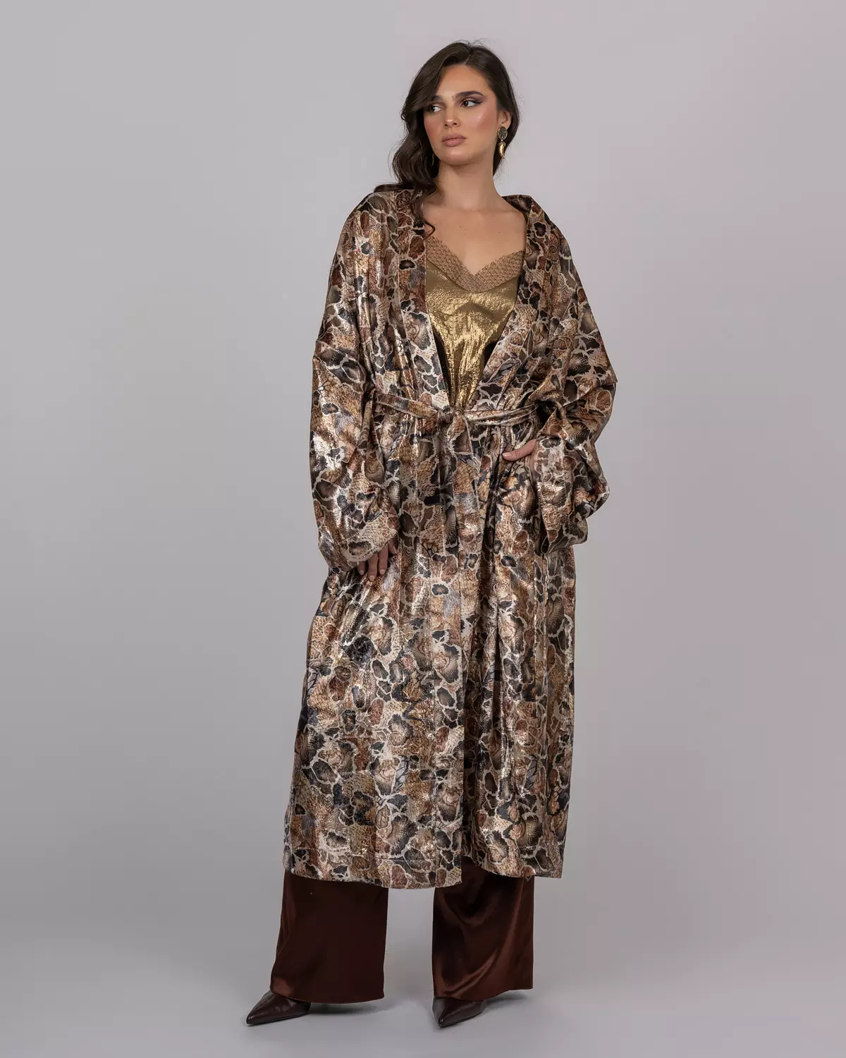 Silk Velvet Leopard Print Maxi Kimono image