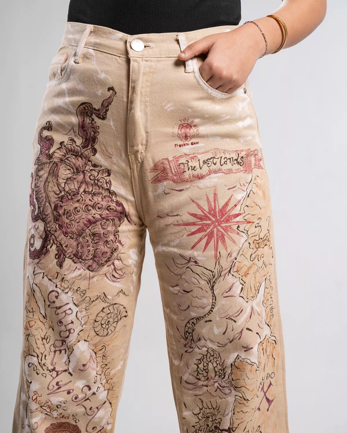 "Octopus’s heart “  1of1 hand-painted pants  3