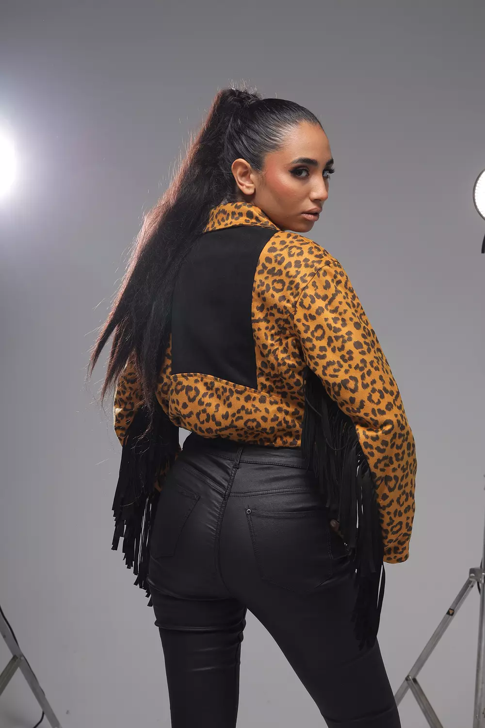 Leopard Print Asymmetric Fringe jacket  image