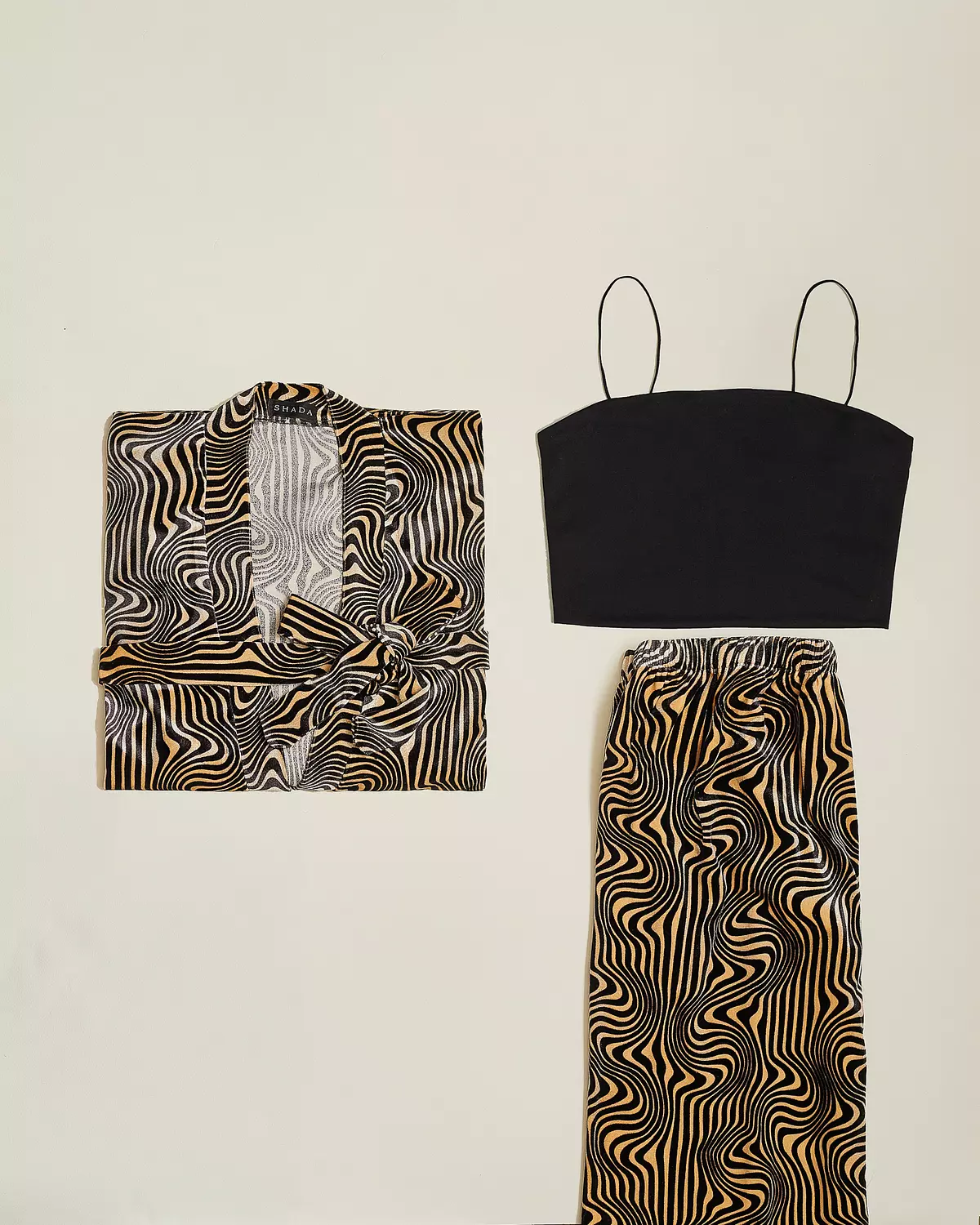 Black X Gold Zebra Printed Velvet PJ Set   image