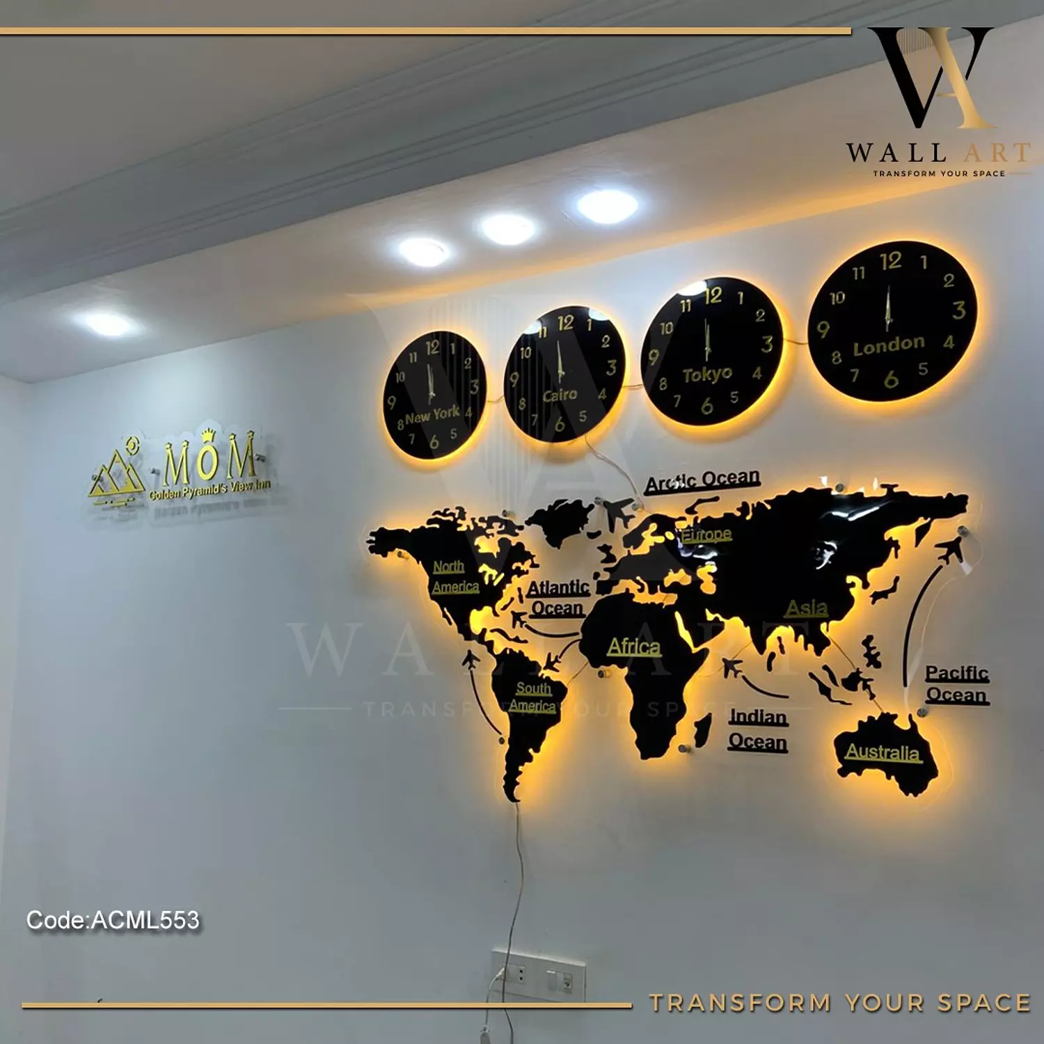 ACML553-Lighted Acrylic Mirror World Map   2