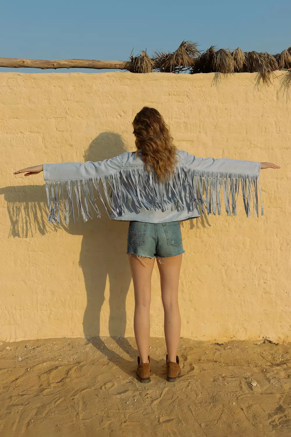Fringe Suede Jacket - Baby Blue 4