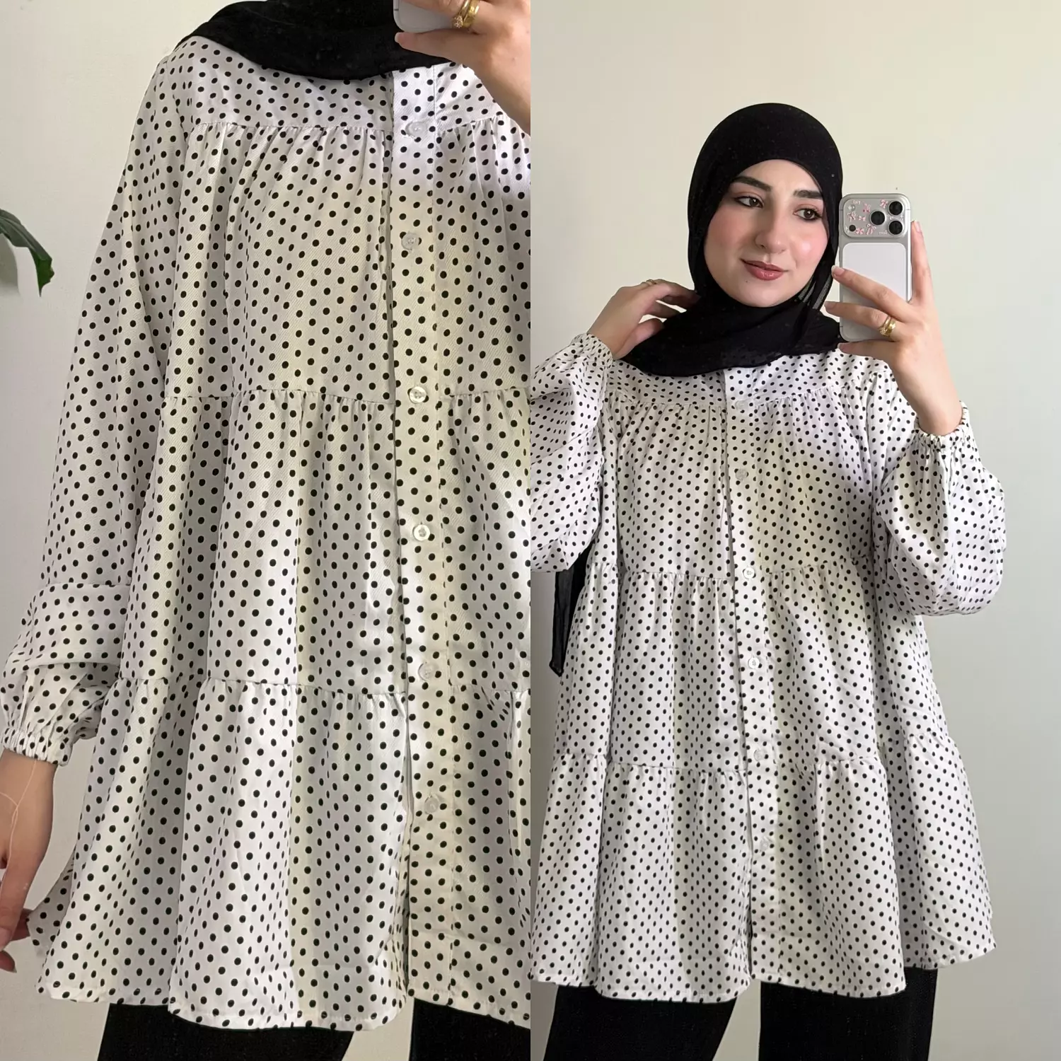 Ruffled Polka Dots Blouse 🤍  image
