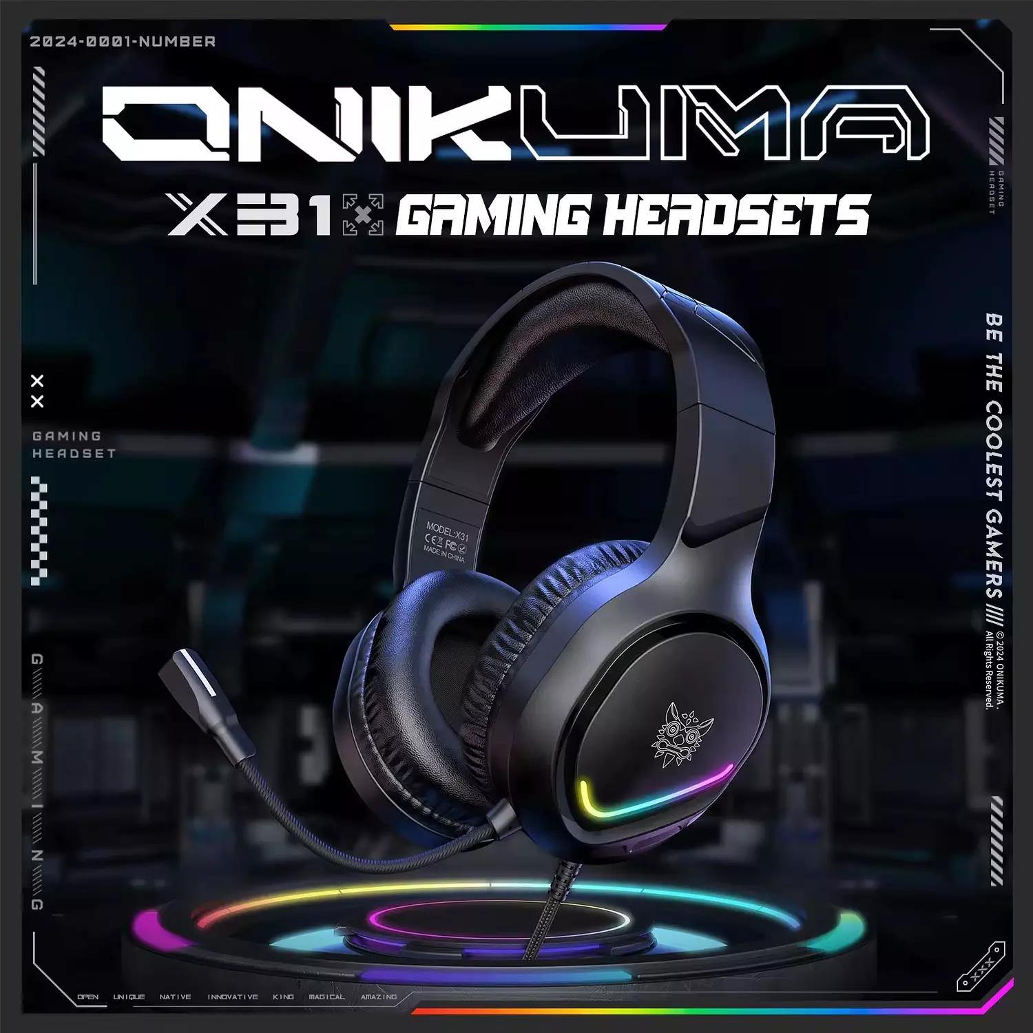 Onikuma X31 Gaming Headset - RGB Lighting - Noise-Canceling Mic - High-Fidelity Sound 7
