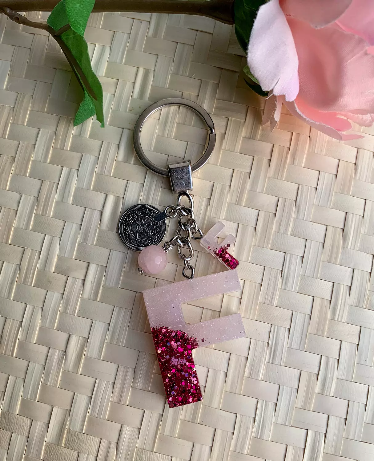 Resin Letters Keychain ( Glitter Pink ) "By Order"  5