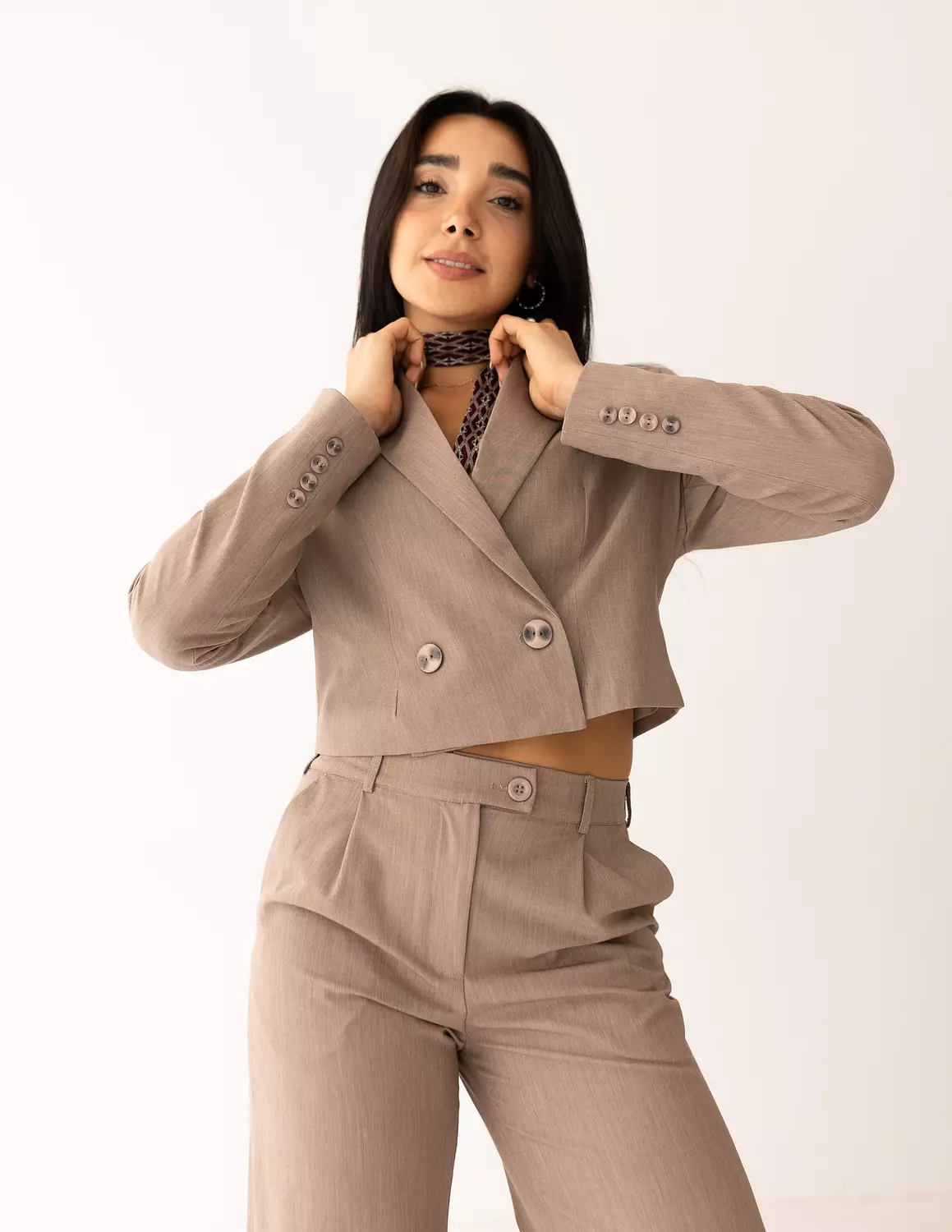 Mocha Light Cropped Blazer image