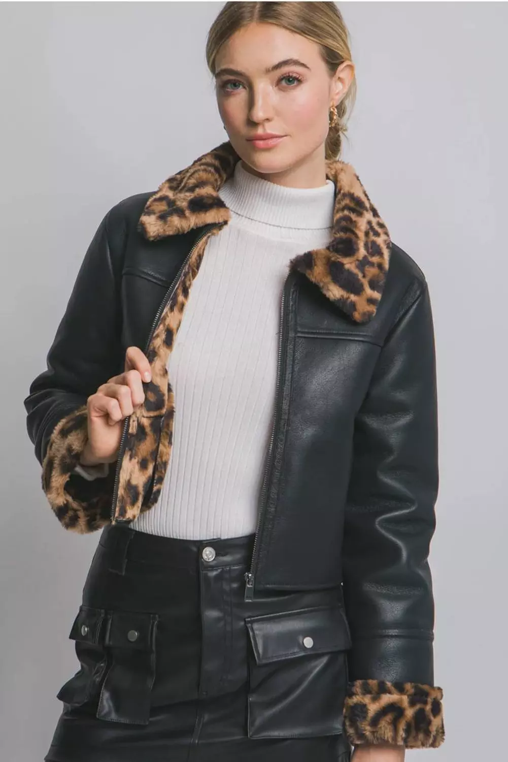 Leopard Fur Leather Jacket image