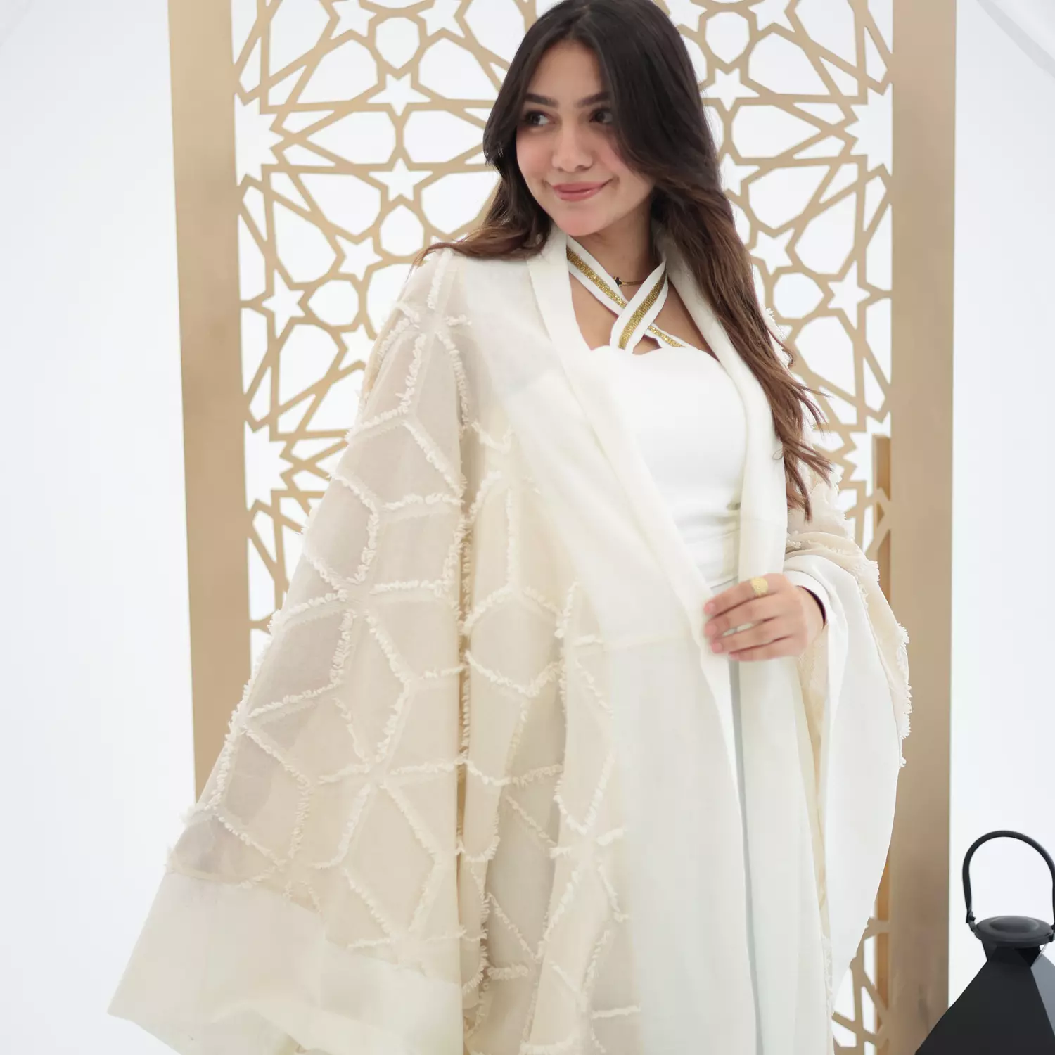 White and Beige Kaftan 9