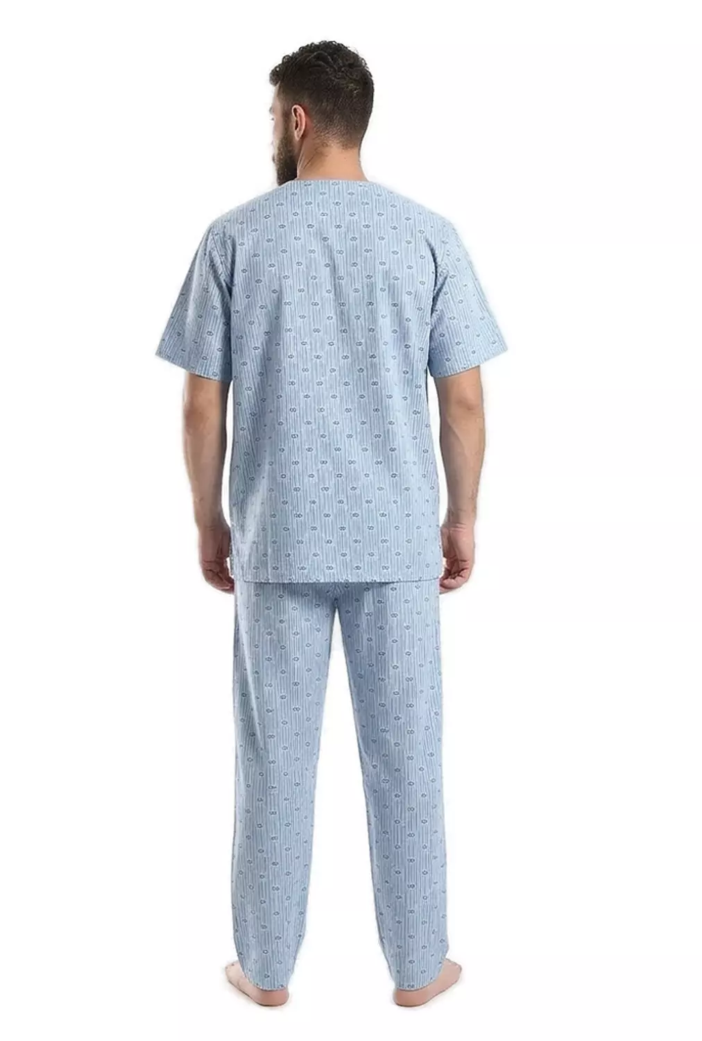 بيجاما رجالي مطبوعه كلاسيك - 2286- لبني 4