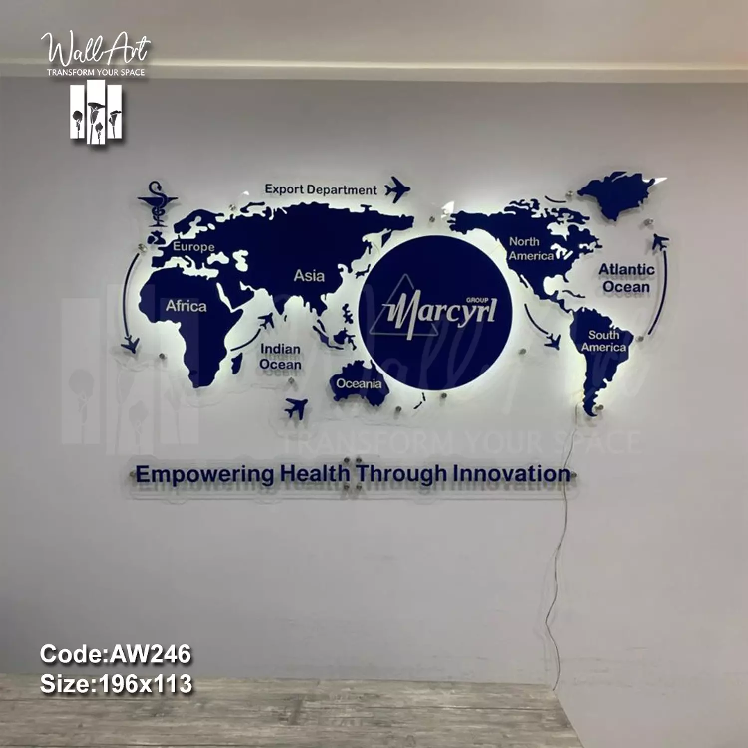 AW246-Lighted Acrylic World Map   hover image