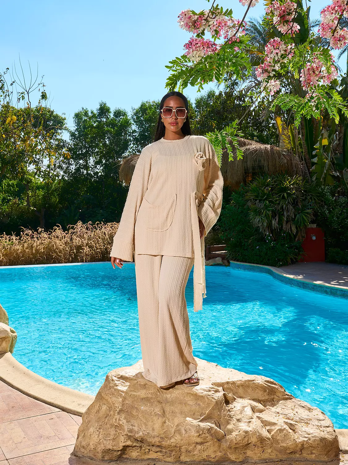 Worood Tricot Set with Pin - OffWhite 4