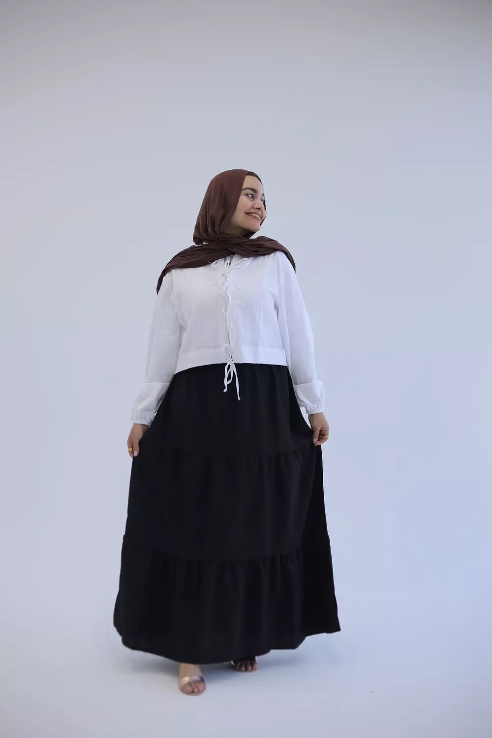 Black linen layers skirt-2nd-img