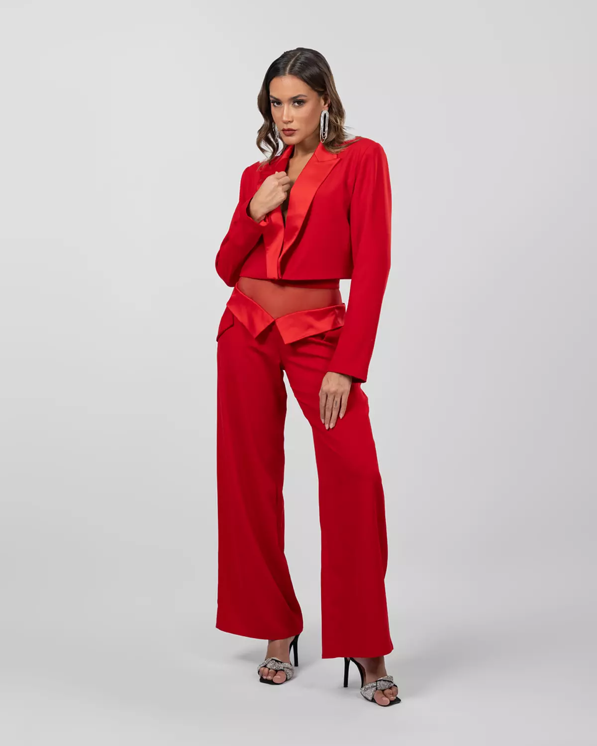Red cropped blazer  8