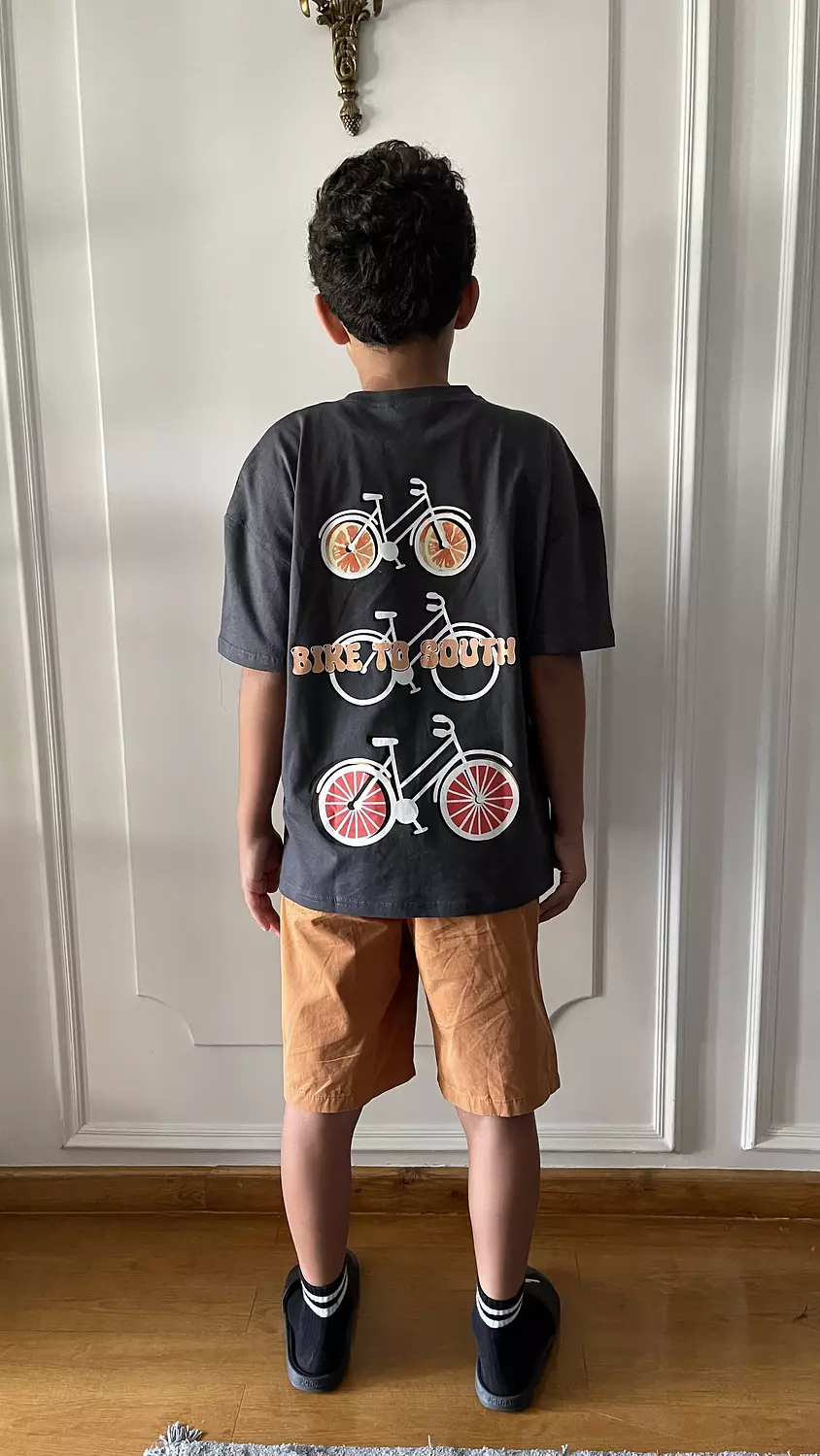 SOUTH Unisex Dark Charcoal Grey Bike to South oversized t-shirt  2