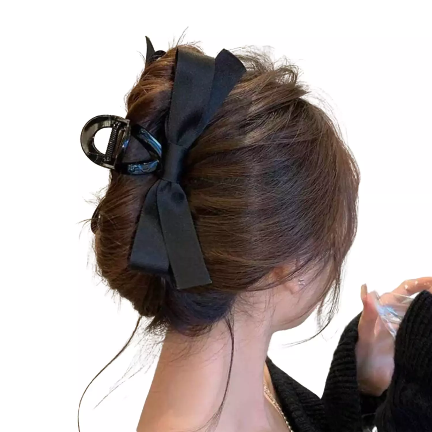 Oversized Black Bow Tie Claw Clip 1