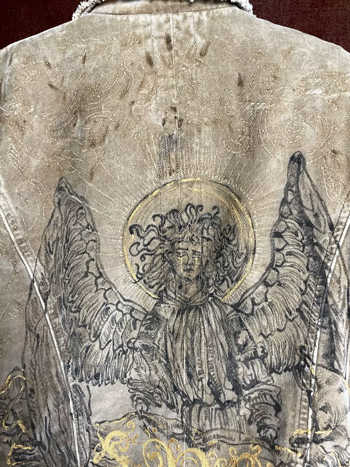 “Faust Angel” hand painted & burned jacket 5
