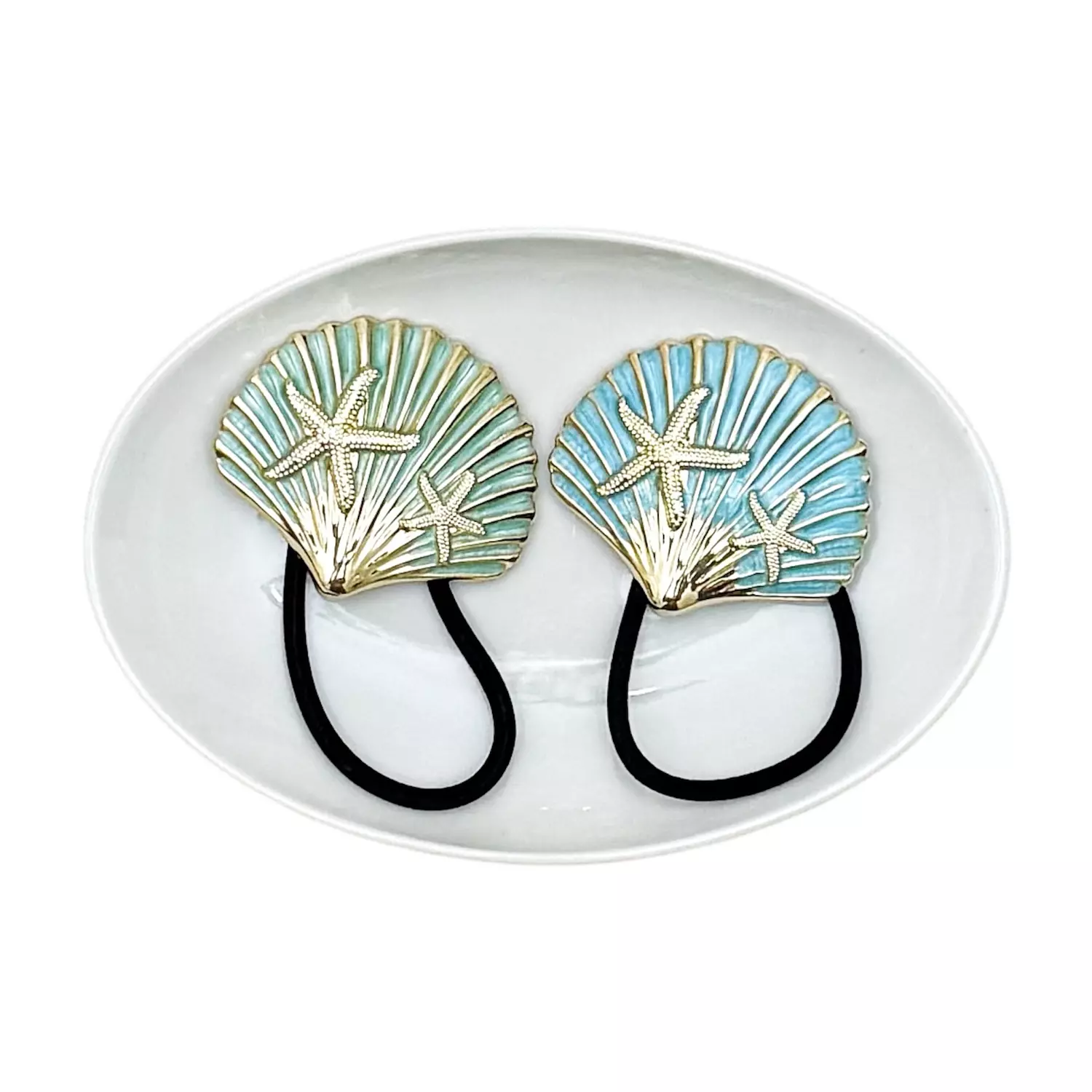 Blue/Green Seashell Hair Tie image