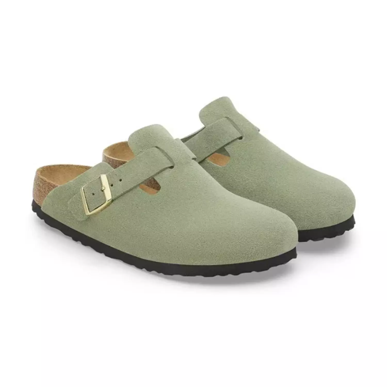 Birkenstock   Boston   Soft   Footbed   –   Suede   Green   Tea 1