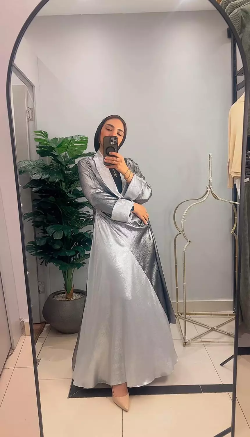 Shimmer satan kaftan silver  11
