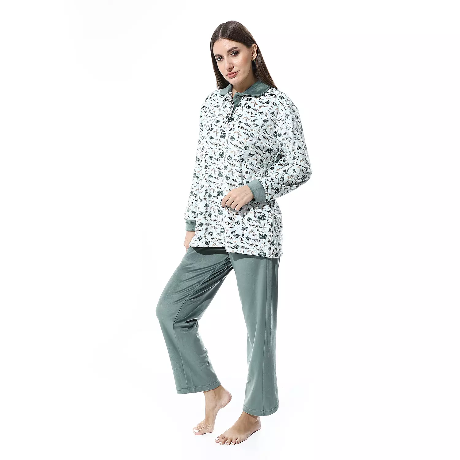 Shorto Women Collar Fleece PJ -Collar - Light Mint - 2641 3