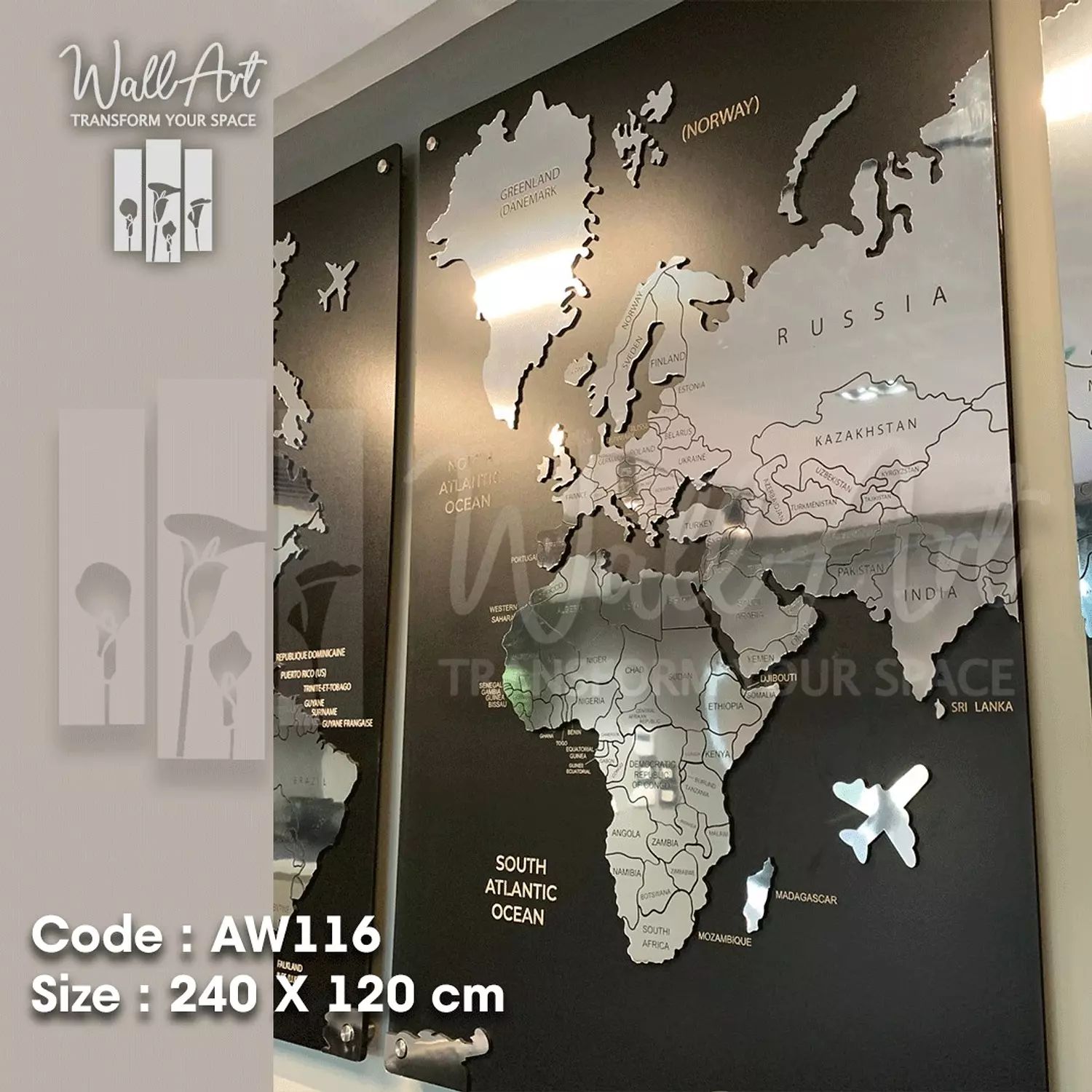AW116-Engraved World Map   6