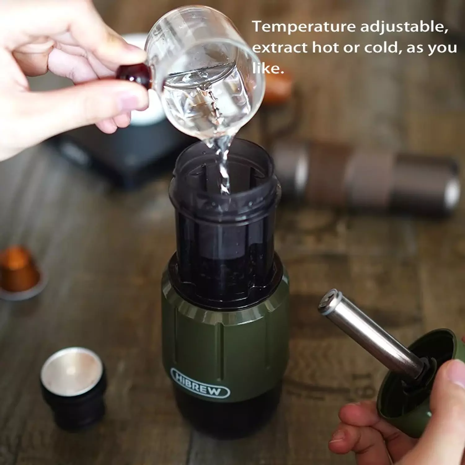 HiBREW H4D 2 in 1 Portable Manual Espresso Maker, Hot & Cold Brew, for Capsule & Ground Coffee, Hand Press Brewer 2