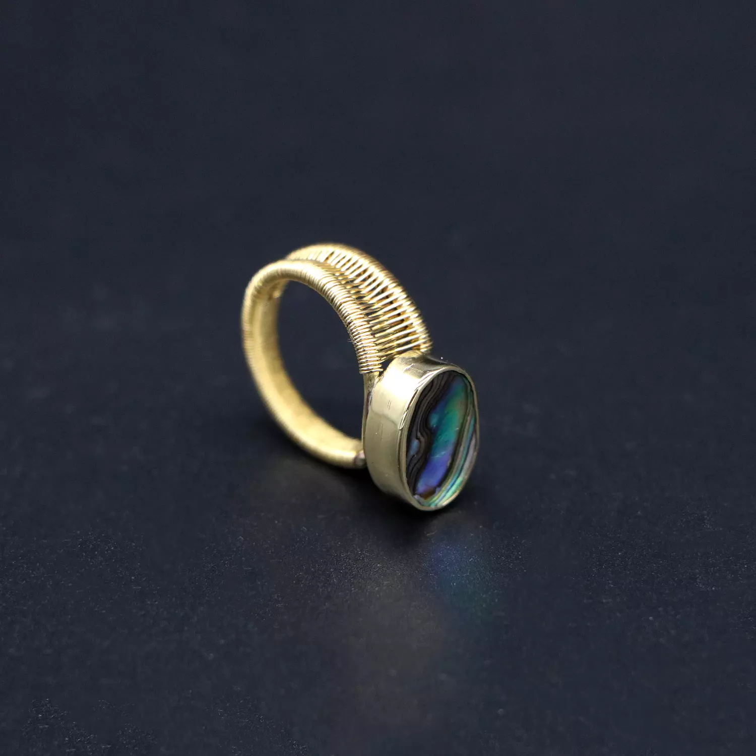 Handmade brass ring with abalone shell. 1