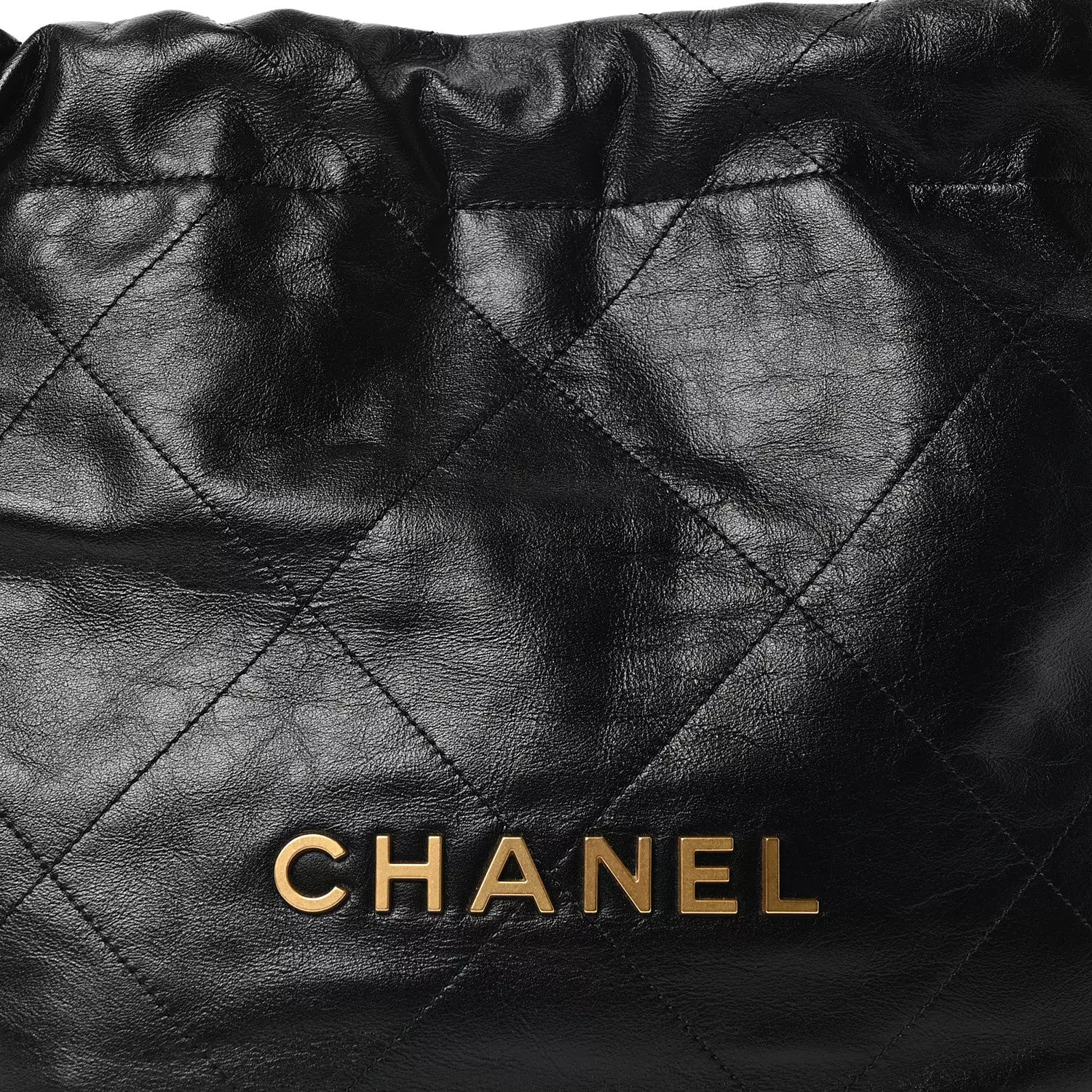 Chanel Shiny Calfskin Quilted Small Chanel 22 Bag in black.  3