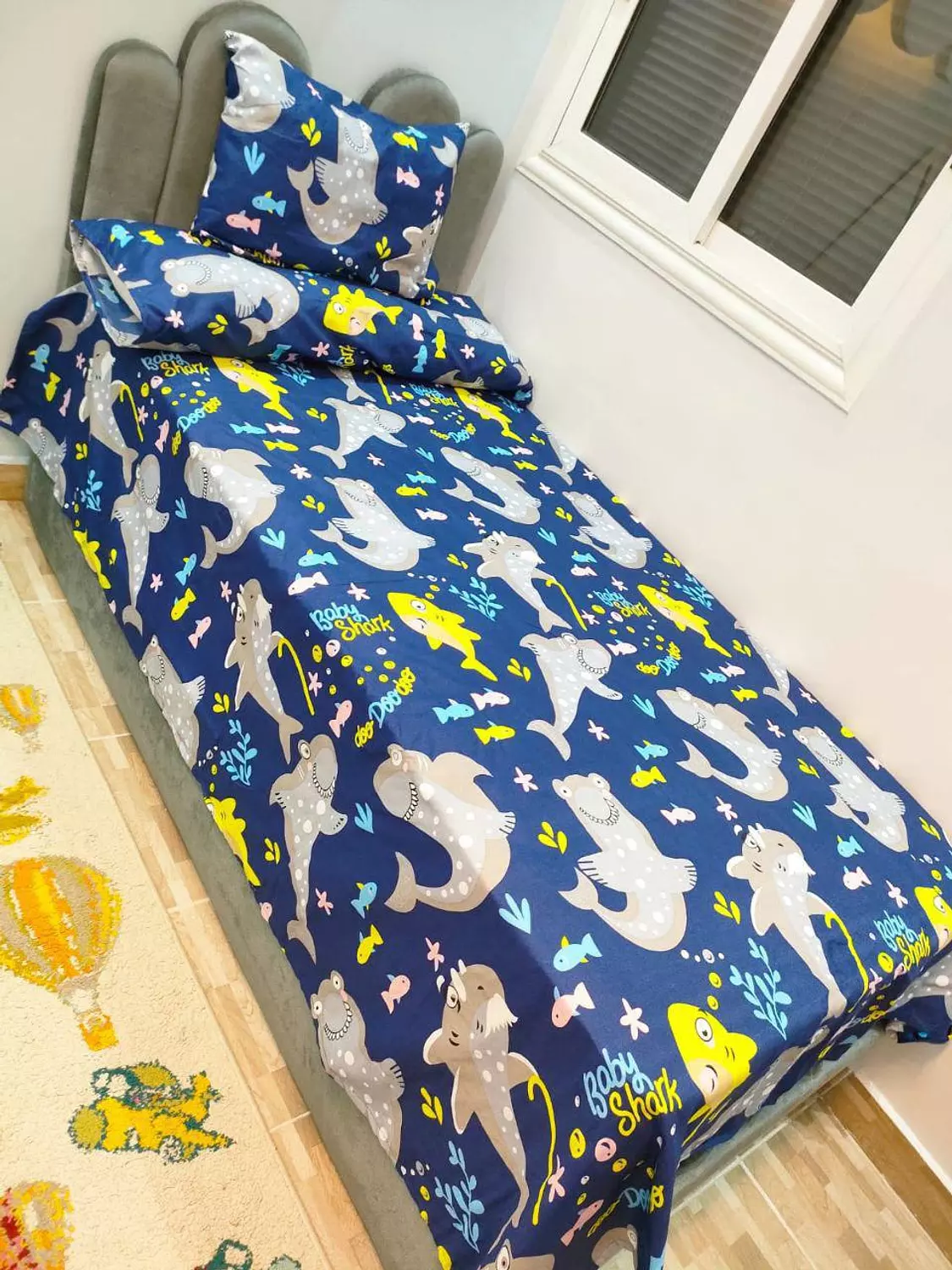 طقم ملاء اطفال قطن قرش كحلي image