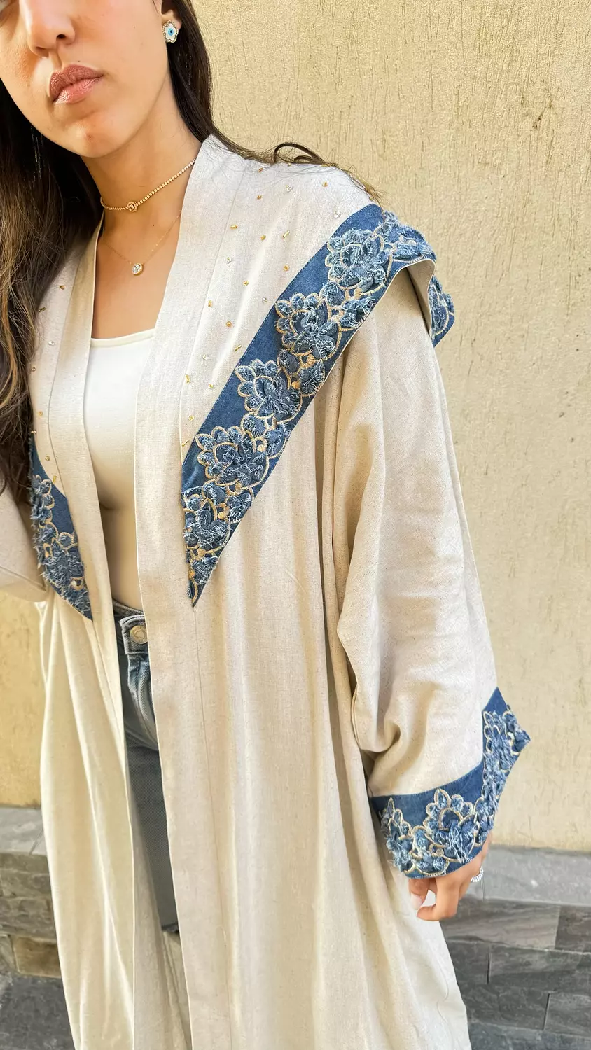 Initial Customized Kaftan (with denim trimmings) 2