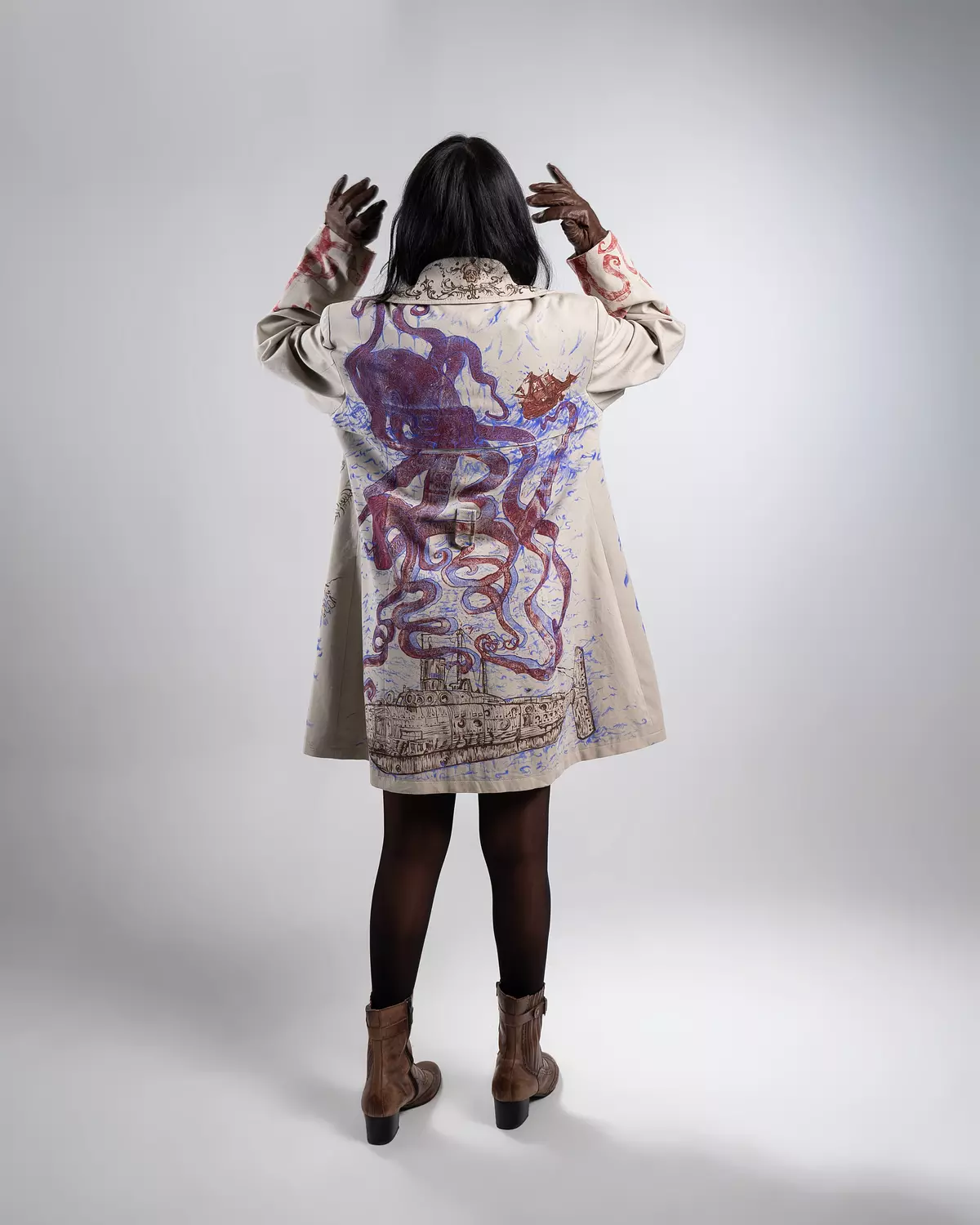 "Hidden depths “ 1of1 hand-painted coat  3