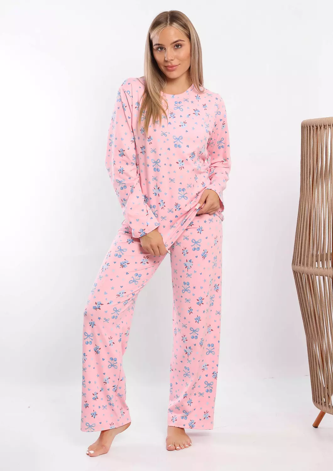 C322 Pink Ribbons Pajama Set 3