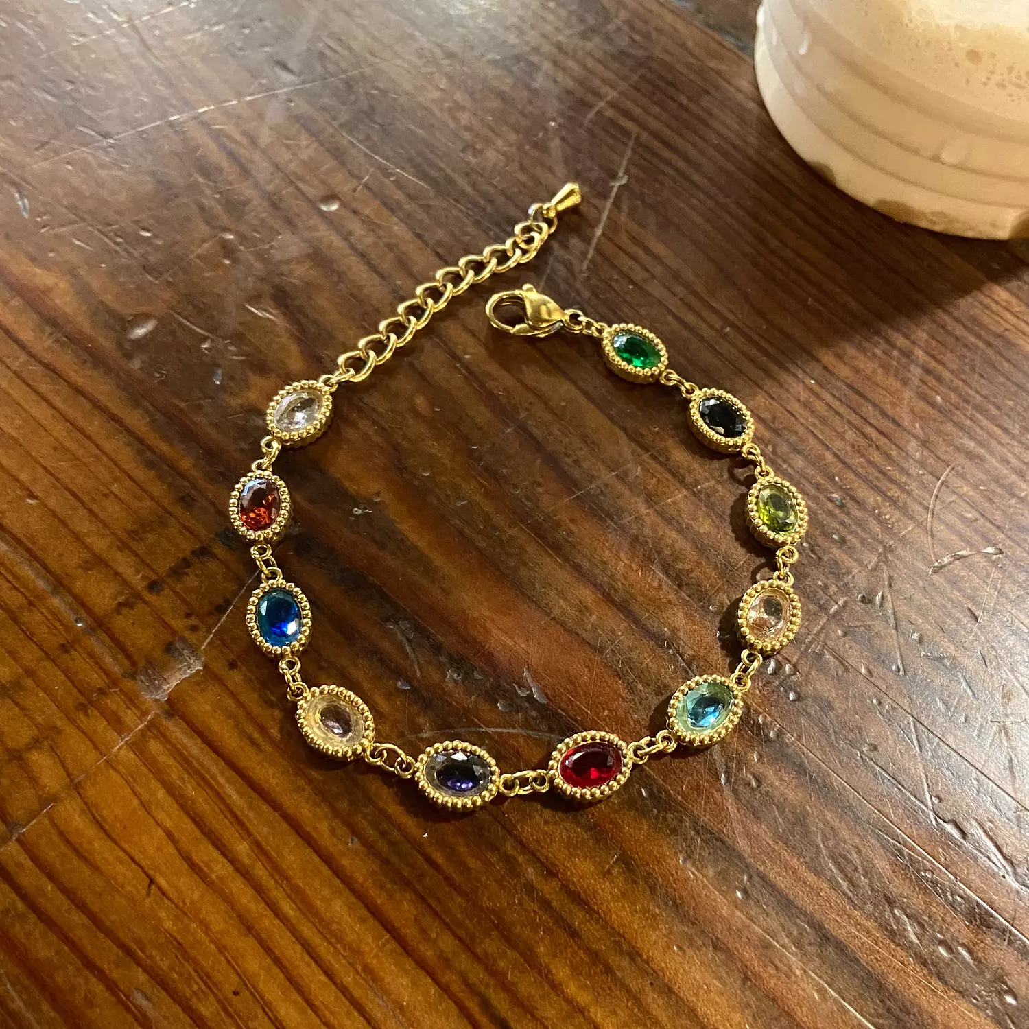 Stainless steel bracelet with colorful rocks✨ image