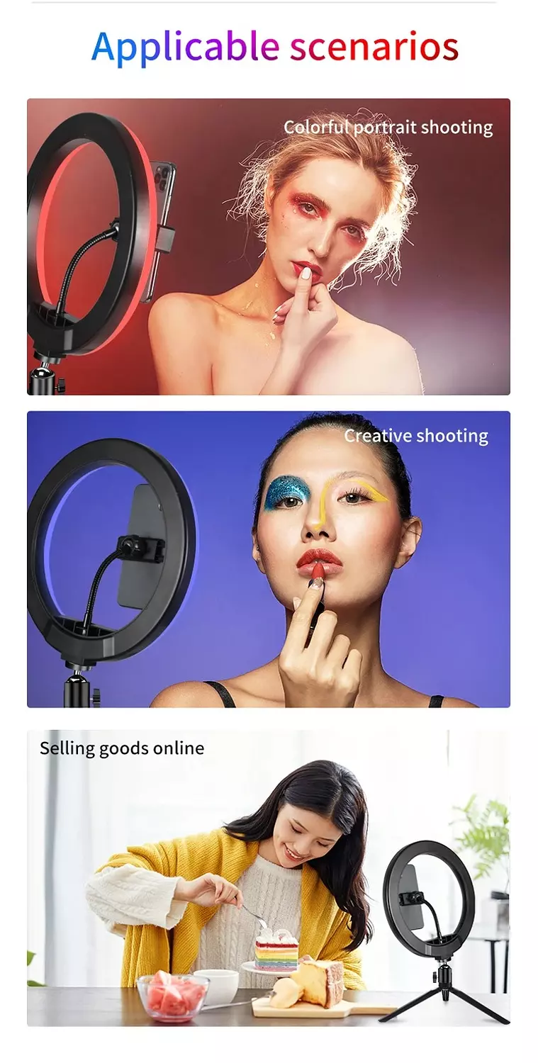 MJ45 RGB LED Soft Ring Light with Stepless Dimming and 360° Rotation 6