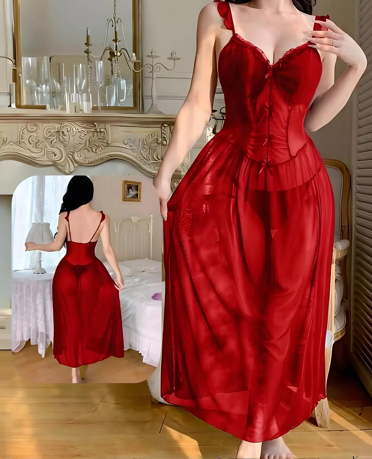 Enchanting Sheer Mesh Corset Gown 6