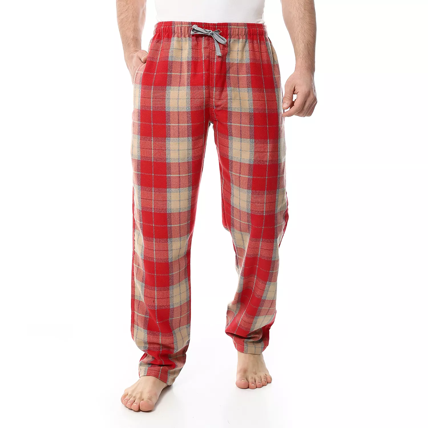 Shorto Winter Check Pants - Beige * Red - 4045 - 2 image