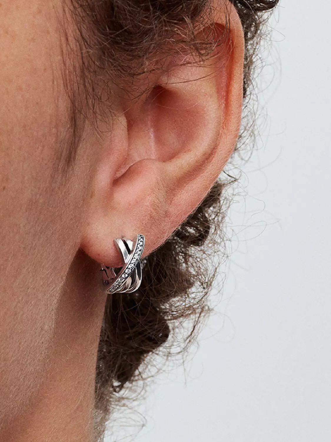 Crossover Pavé Hoop Earrings Sterling silver 2
