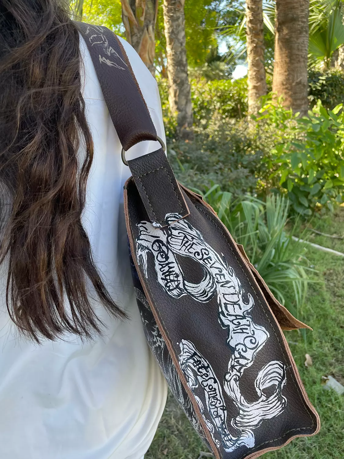 Treasure map real leather hand-made bag 5