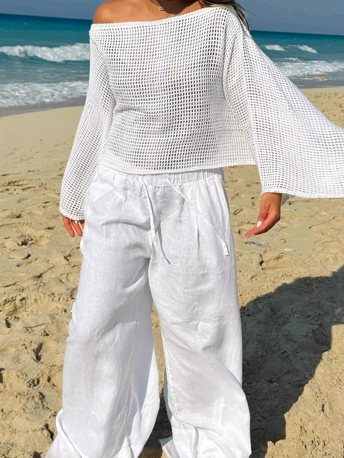 shoreline knit cover-up // Pure White // 1