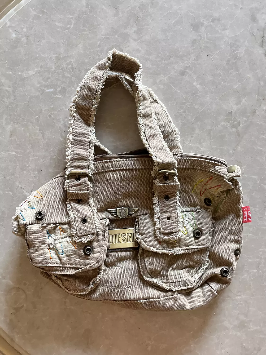 Beige denim diesel bag image