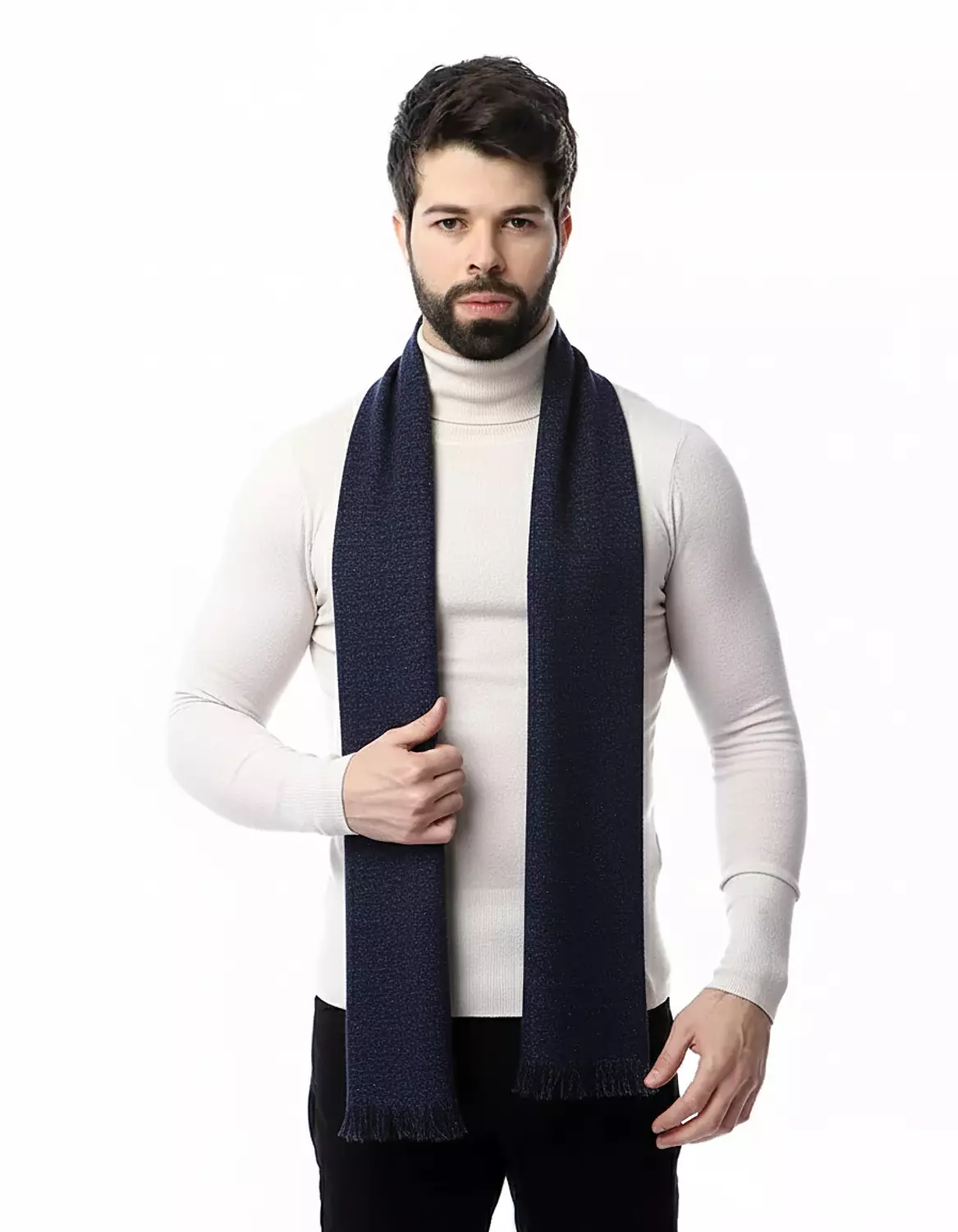 Classic Dotted Scarf - 2379 - Dark Blue*White Dots image