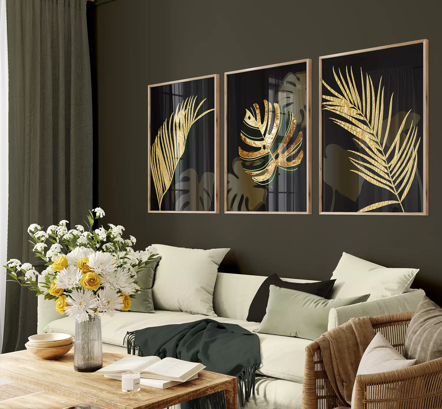  Set of 3 Wooden Frames Front Glass P.G905 image