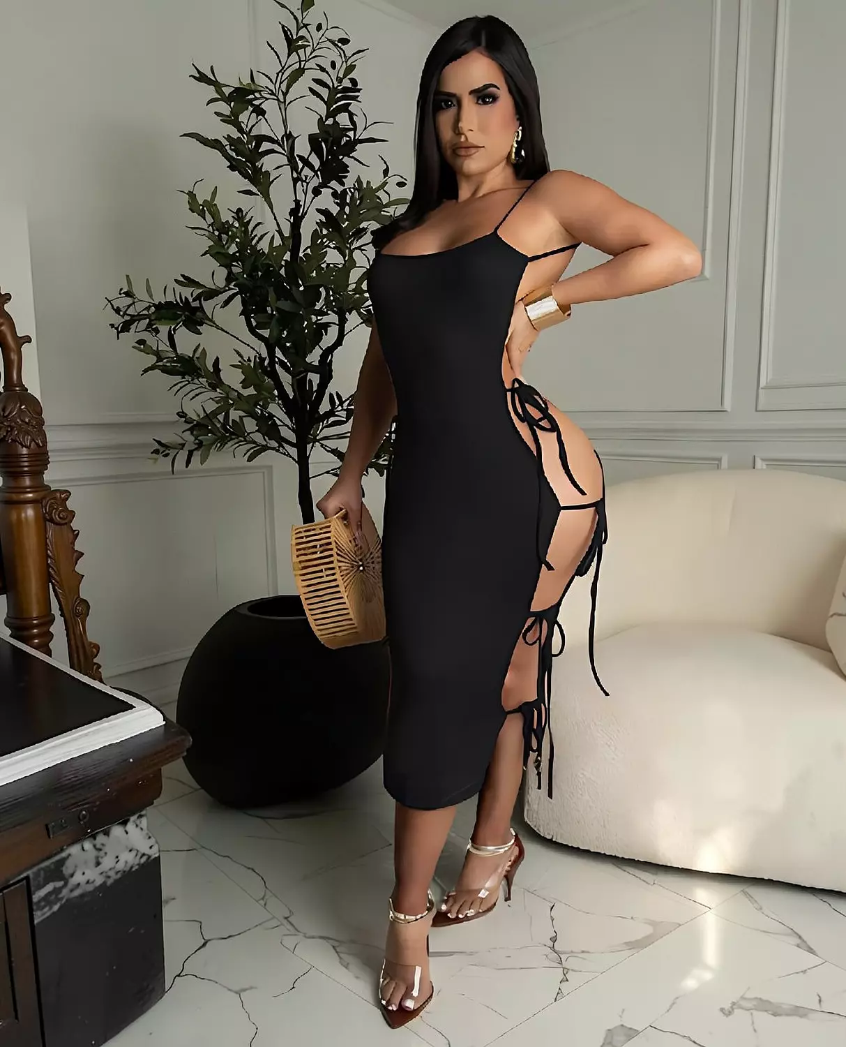 Lace-Up Side Dress hover image