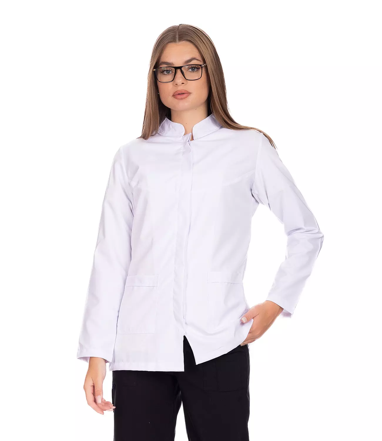 Dental Coat Press Button White 2