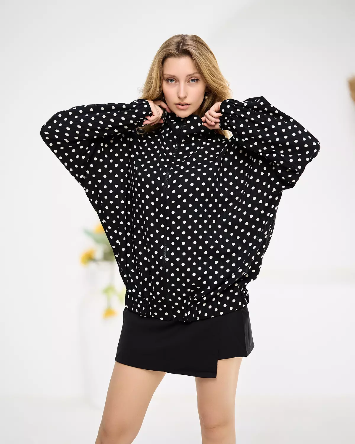 Black polka dot jacket image