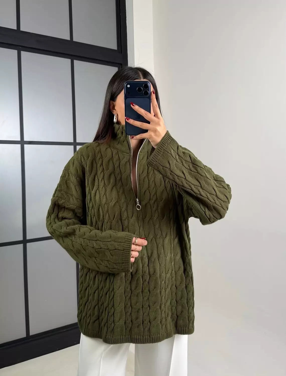 Olive Braided Pullover  image