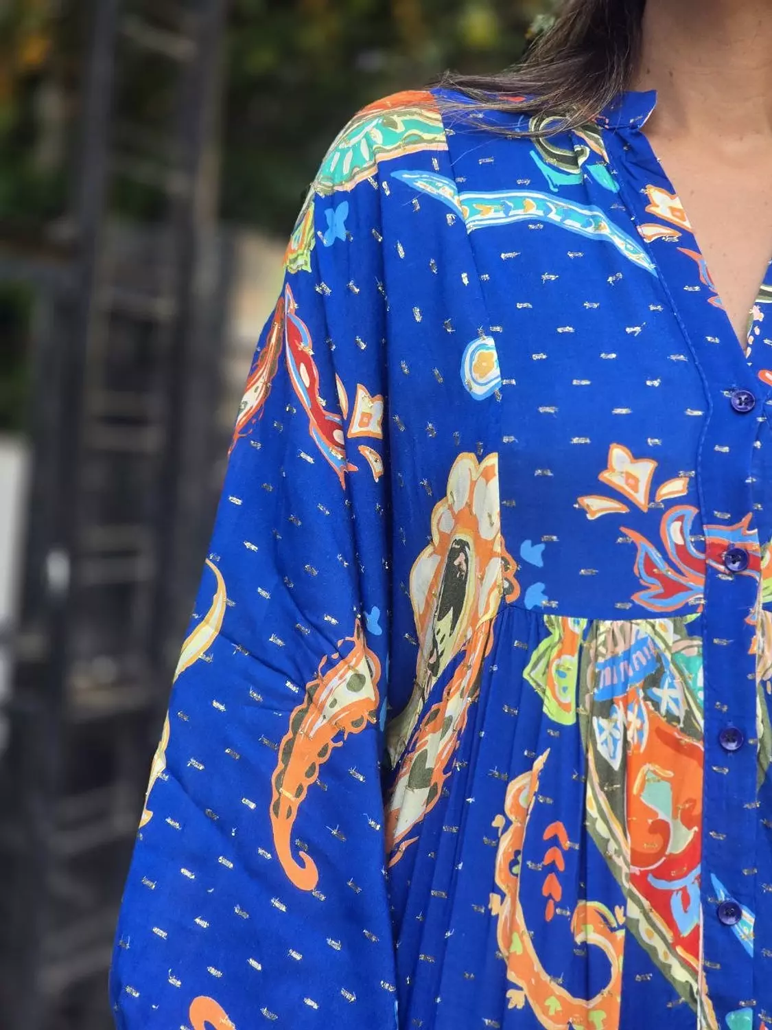 Royal blue multicolour dress with gold shimmer 5