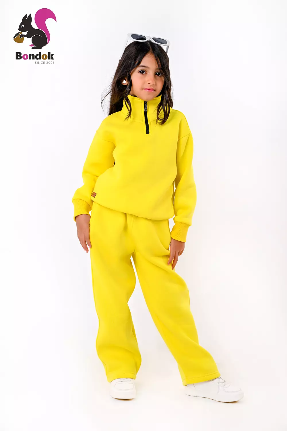 BONDOK Kids Tracksuit Set – Girls¼-Zip Stand-Collar Sweater & Jogger Pants, Comfy Fit – Ages 4–14 3